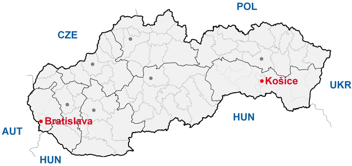 نقشہ کے kosice سلوواکیہ