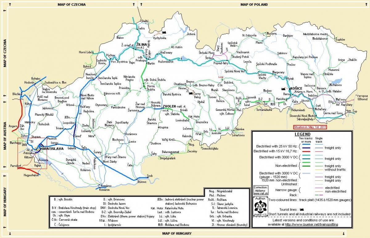 سلوواکیہ ٹرین کا نقشہ