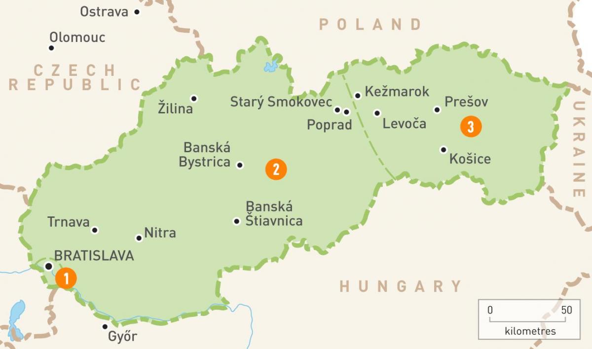 سلوواکیہ میں نقشہ