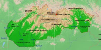 نقشہ کے سلوواکیہ پہاڑوں